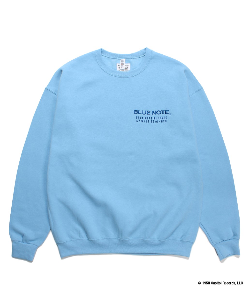 wacko maria blue note vrew neck sweat shirt type-2 BLUENOTE-WM-SS06