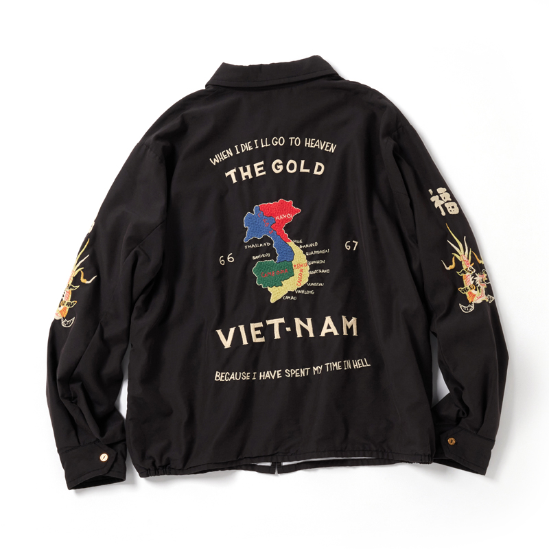 GL15479 / COTTON RAYON VIETNAM JACKET AGED MODEL “VIET-NAM MAP"