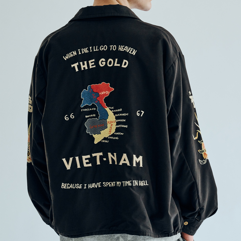 GL15479 / COTTON RAYON VIETNAM JACKET AGED MODEL “VIET-NAM MAP"