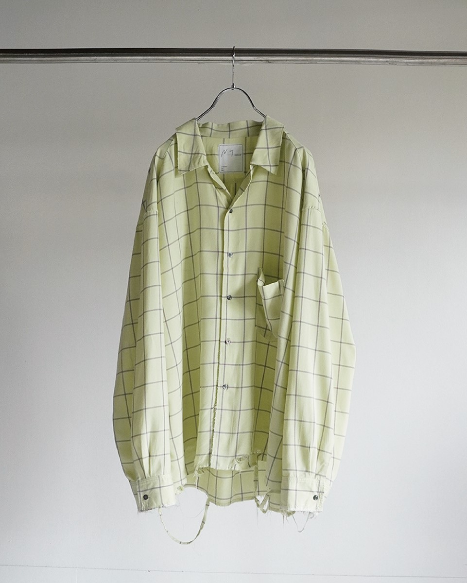 ANCELLM_アンセルム_RAYON CHECK CRASH LS SHIRT_CREAM_ANC-SH28-A