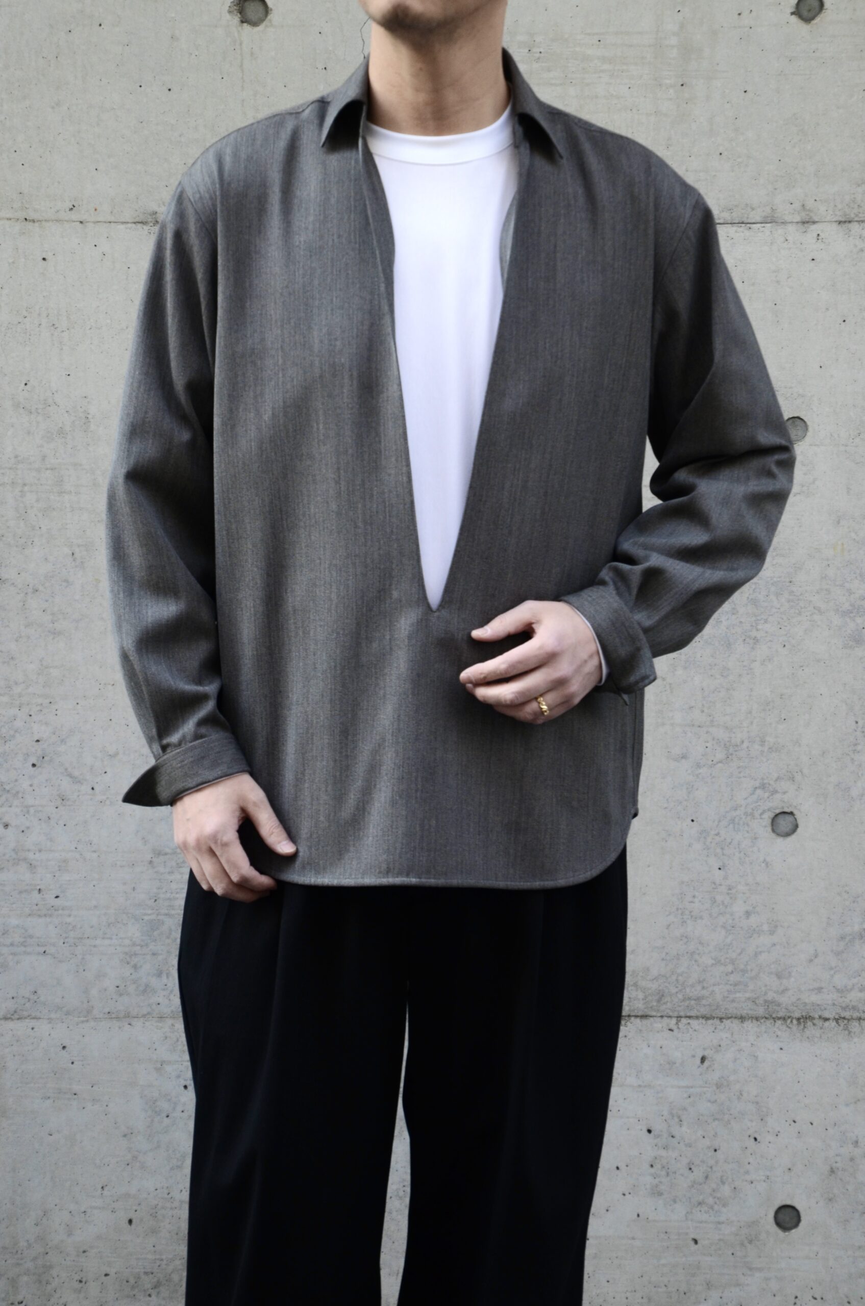 CINOH チノ CIENTO EXCLUSIVE ITEM SUMMER WOOL PULLOVER SHIRT シャツ シエント別注 c