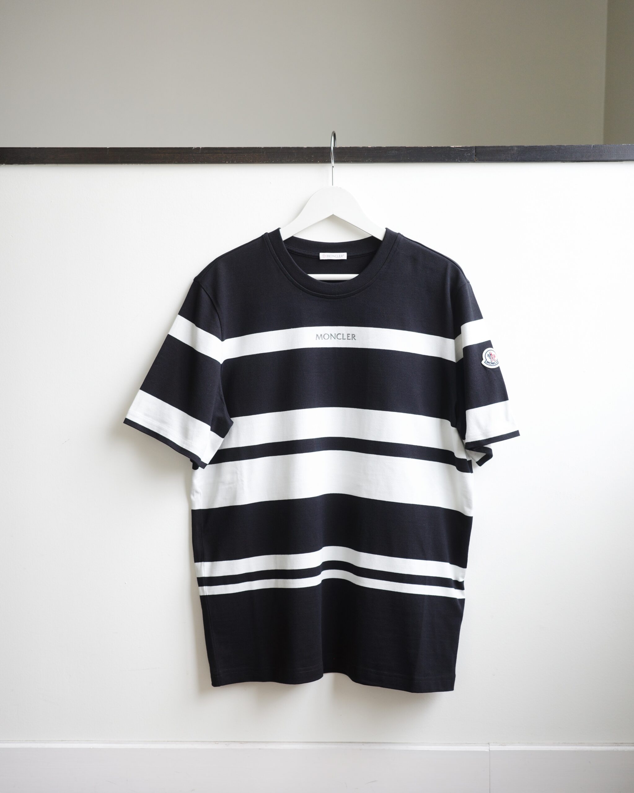 MONCLER モンクレール 立体ロゴ ボーダー Tシャツ ネイビー XXL 