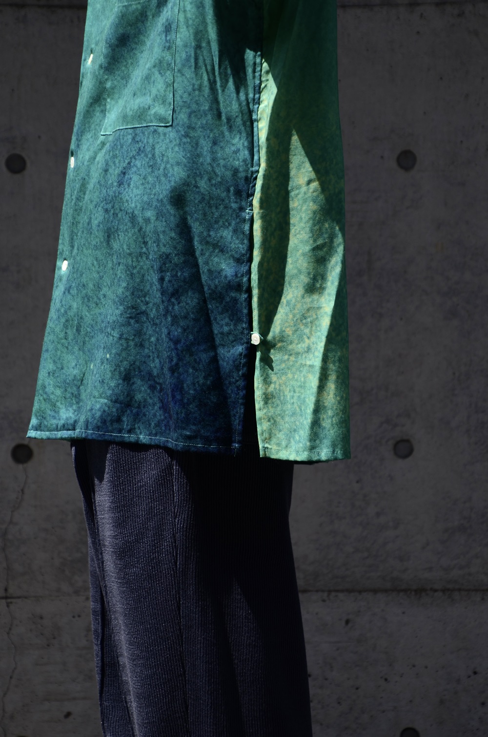 YOKE ヨーク GRADATION PRINTED OPEN COLLAR SHIRT GREEN