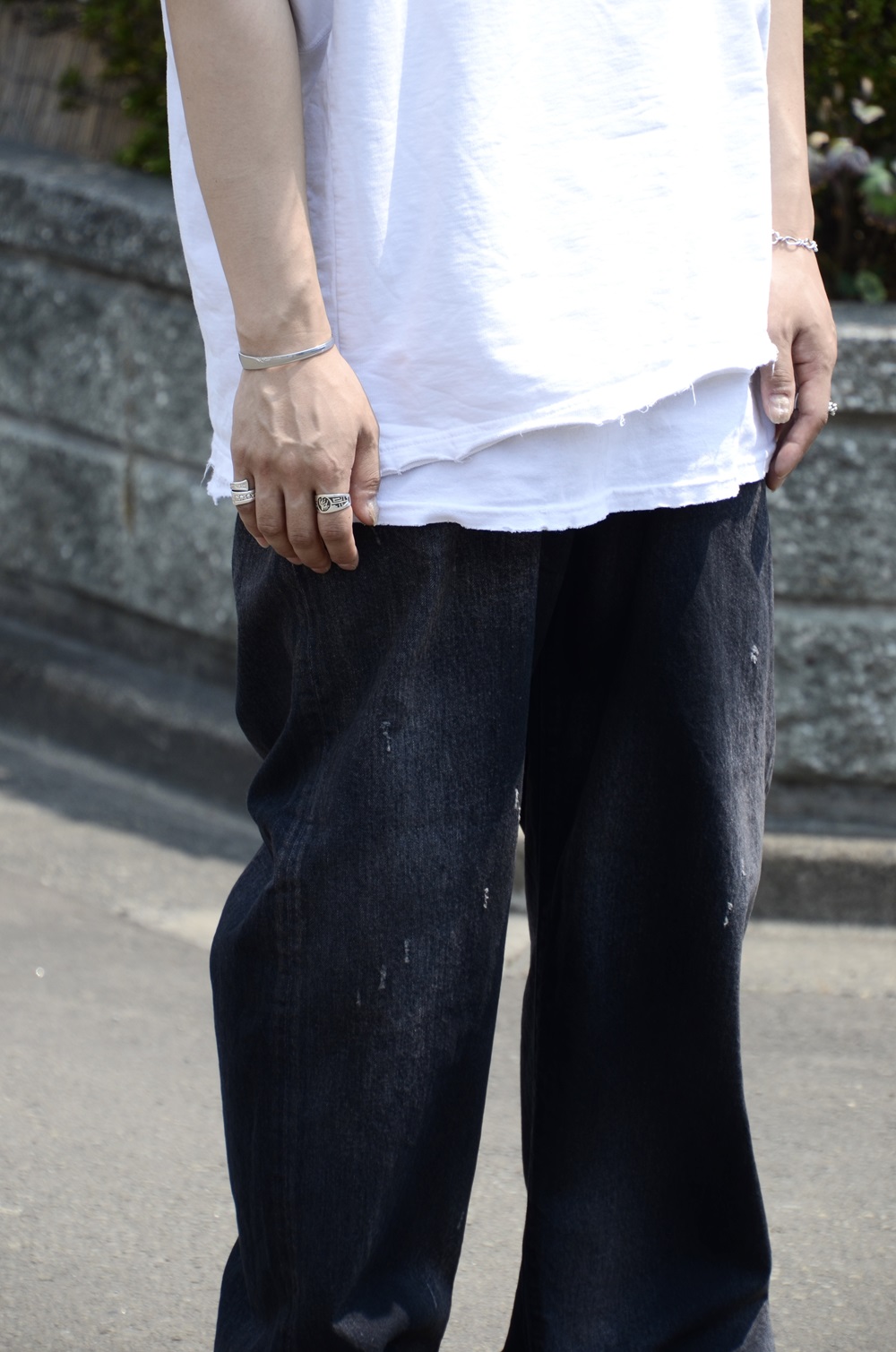 美品【ANCELLM】 TAPERED 5P DENIM PANTS ANCELLM】“AGING TAPERED 5P