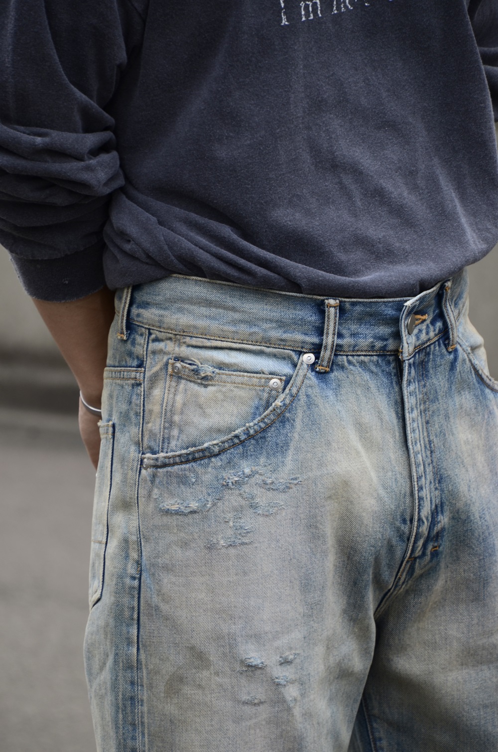 お*の様 最終値下げANCELLM P/DAMAGE DENIM STRAIGH