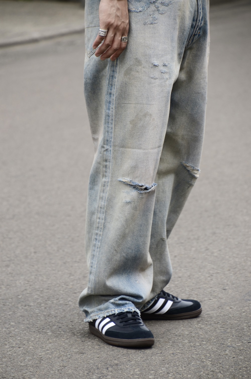 お*の様 最終値下げANCELLM P/DAMAGE DENIM STRAIGH