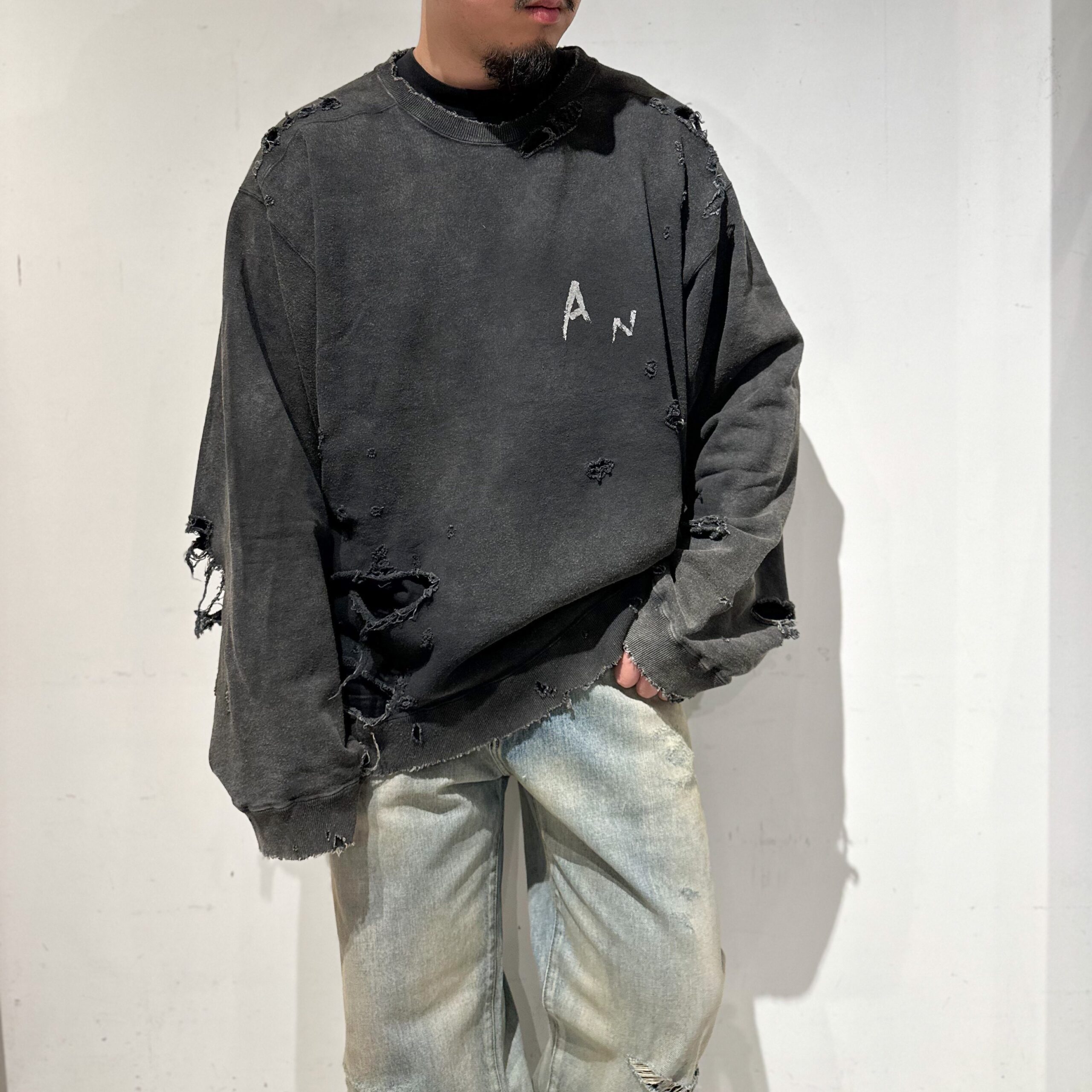 ANCELLM】”CRASH UNEVEN OVER SWEAT SHIRT” | CIENTO BLOG 