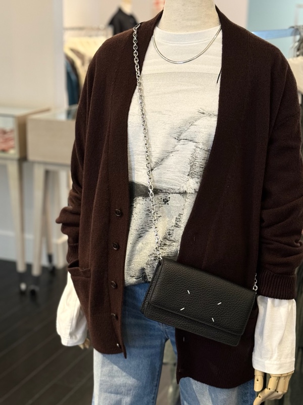 YOKE】秋色カーディガン“PAINTED ELBOW PATCH CARDIGAN