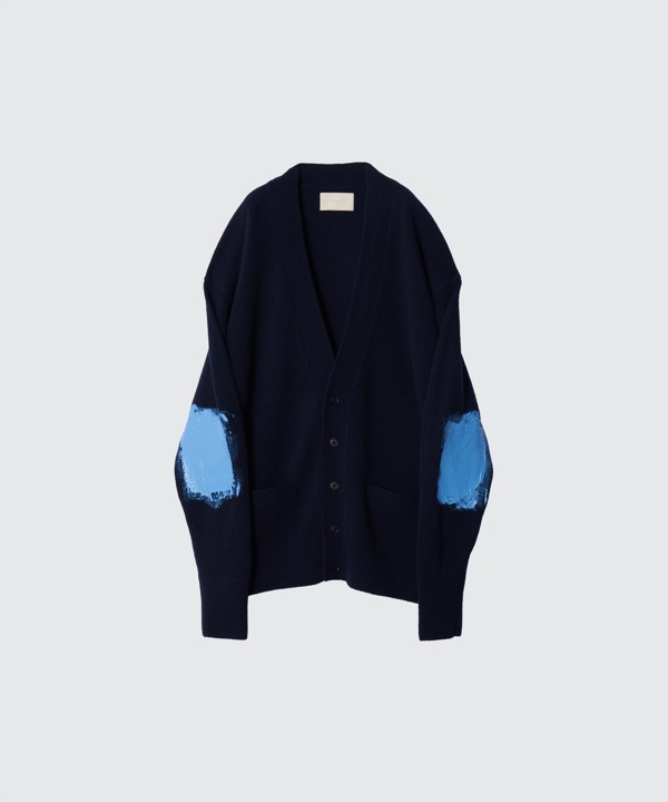 YOKE】秋色カーディガン“PAINTED ELBOW PATCH CARDIGAN