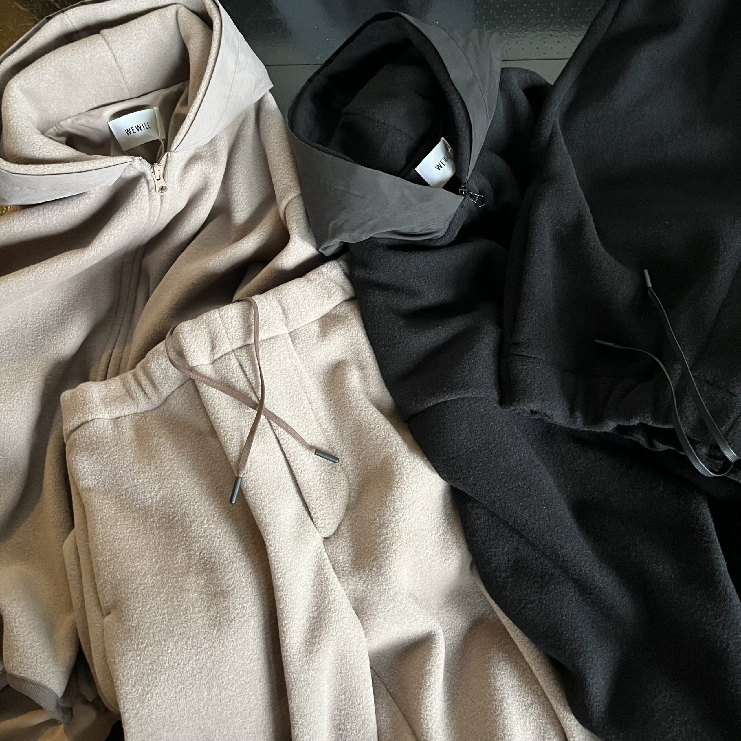 WEWILL HOODED FLEECE JACKET & PANTS ウィーウィル
