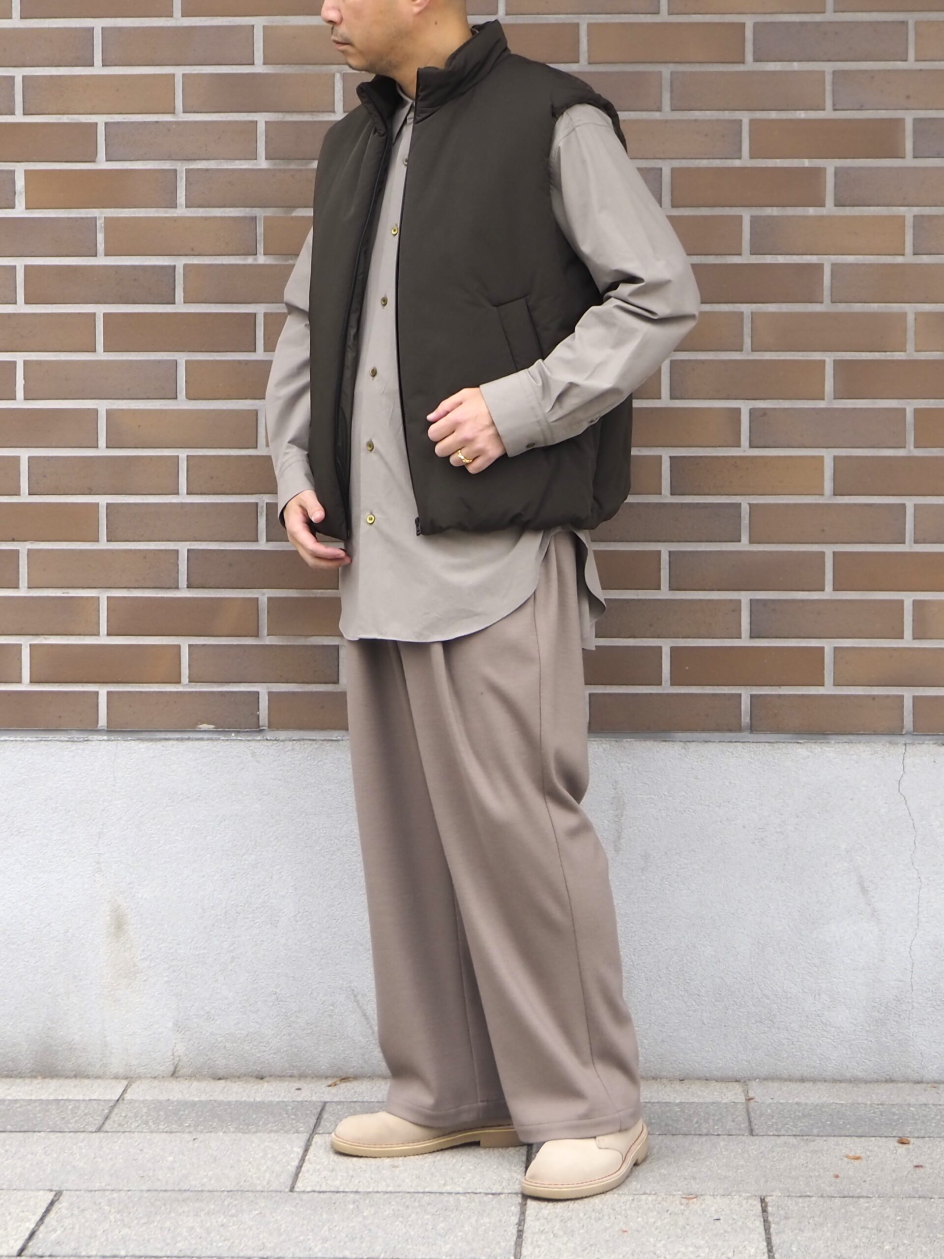 WEWILL SOLID PUFFER VEST ウィーウィル ベスト KHAKI g