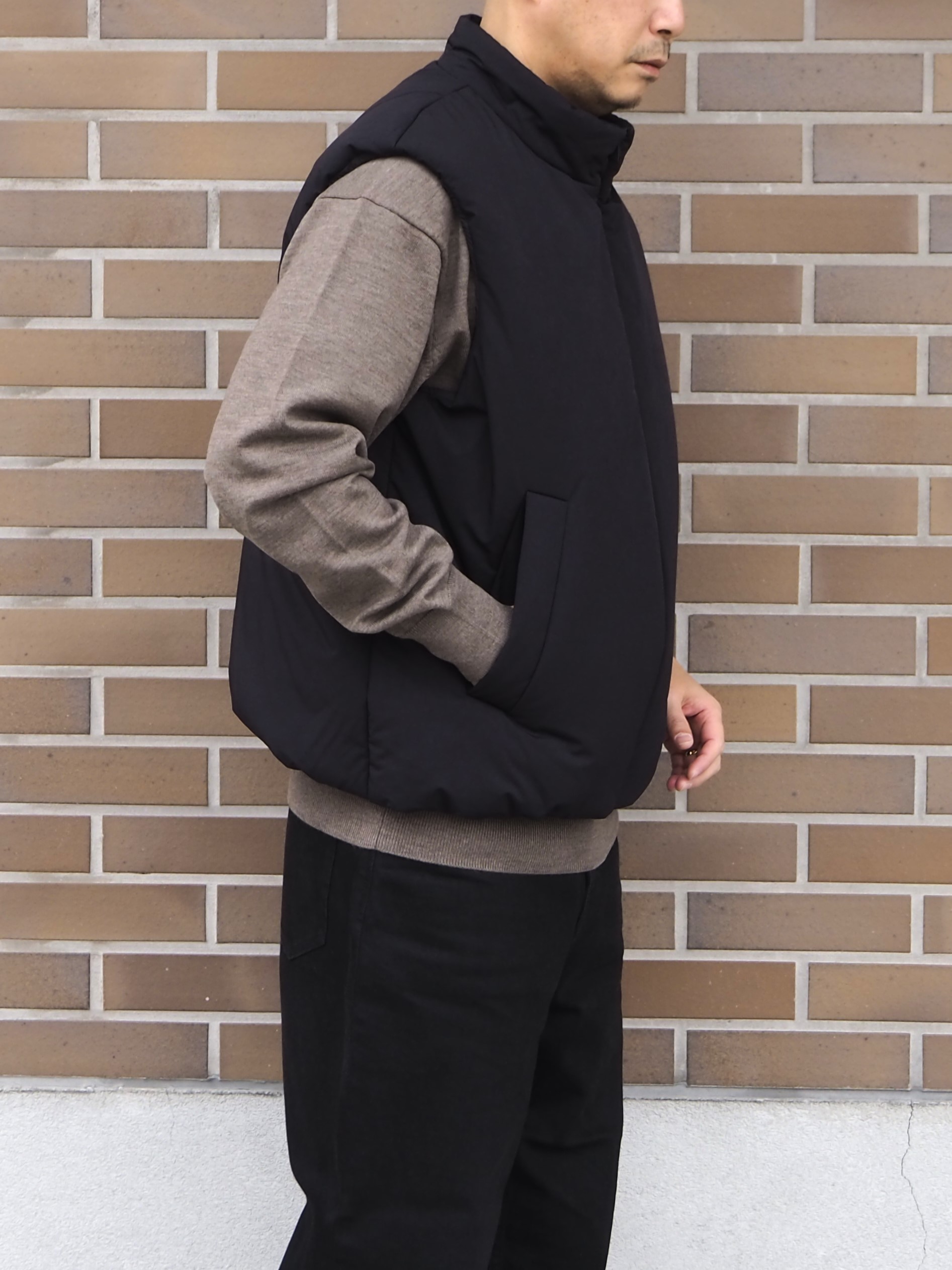 WEWILL SOLID PUFFER VEST ウィーウィル ベスト black a