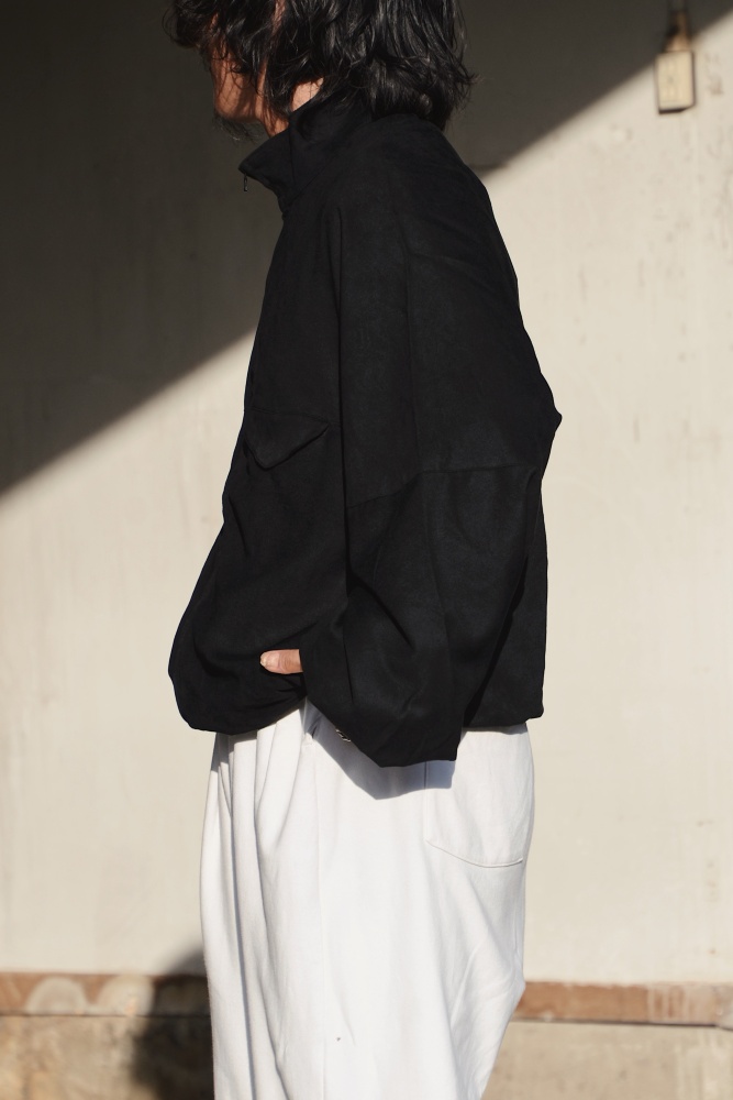 【ancellm】 VEGAN LEATHER KIMONO BLOUSON 1 ANCELLM VEAGAN SUEDE KIMONO BLOUSON [BLACK] - Fresh Service