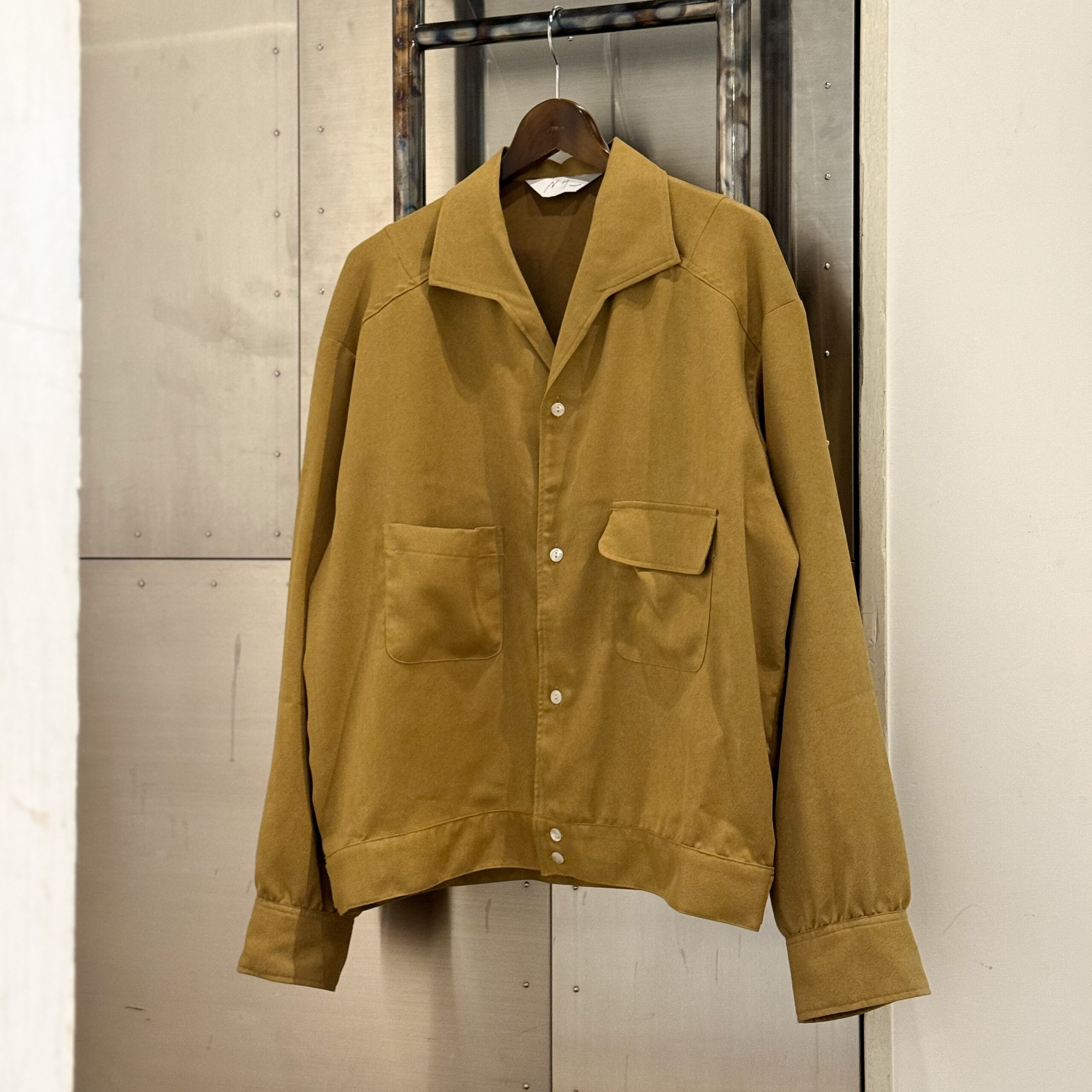 ANCELLM Vegan Suede Open Collar Shirt Soft Launch Vegan Suede 