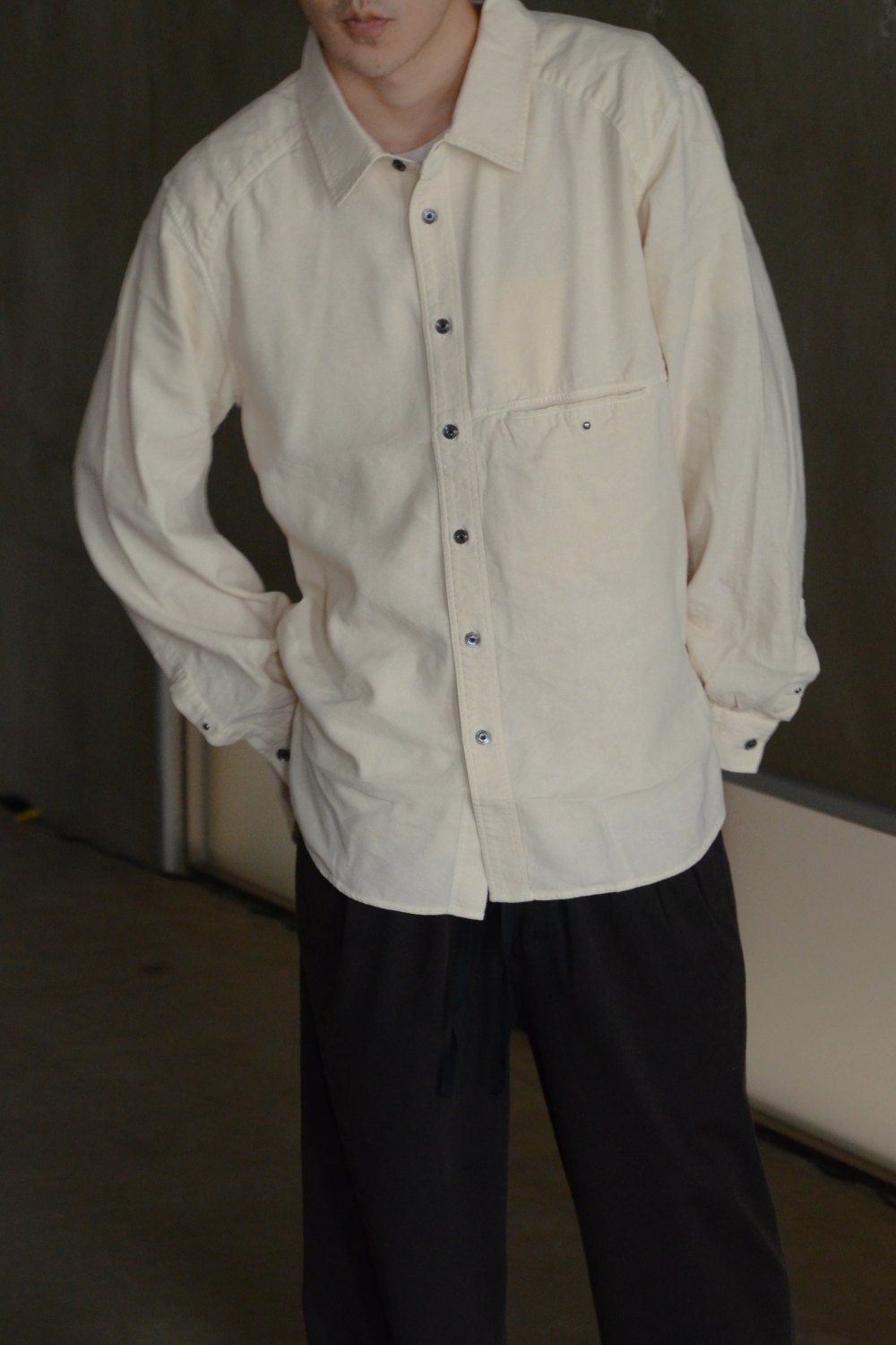 ANCELLM】 “L/S NEP BOXY SHIRT” & “DRAPE WIDE EASY CUT SLACKS