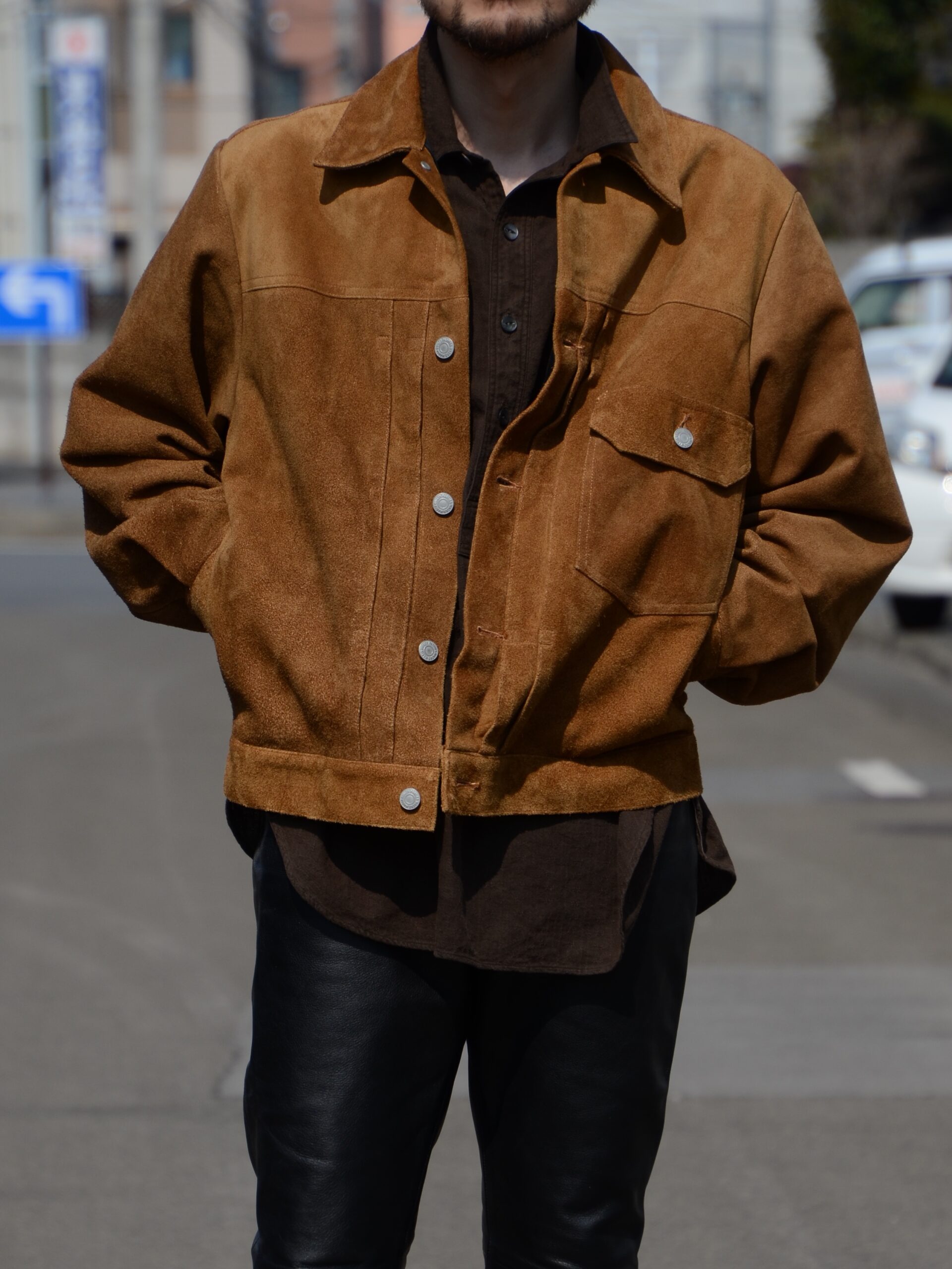 ギルティーパーティー ワコマリア スエードトラッカージャケット ブラウン L WACKO MARIA Suede Leather Trucker Jacket #1 